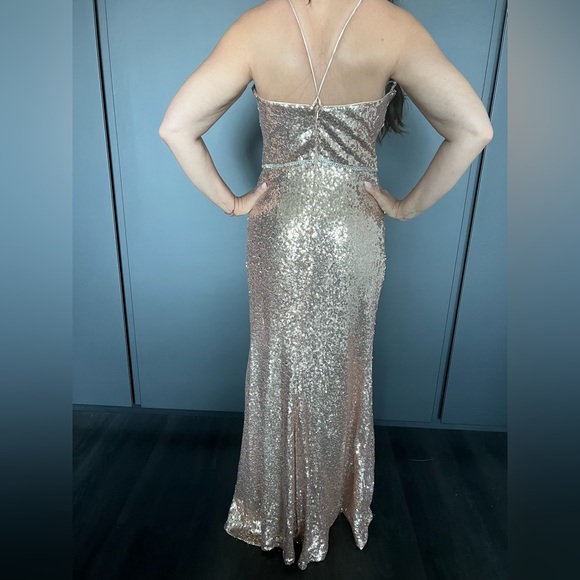 MAC DUGGAL 77427L DRESS, champagne sequins - Picture 2 of 3